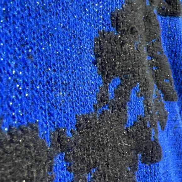 1990s Vintage Ellen D Kollection Women's Sweater Large Med Blue Lurex Mock Lg - Picture 8 of 12